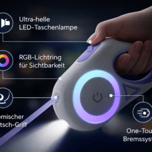 GlowLeash – LED, einziehbare Hundeleine (3m / 5m)