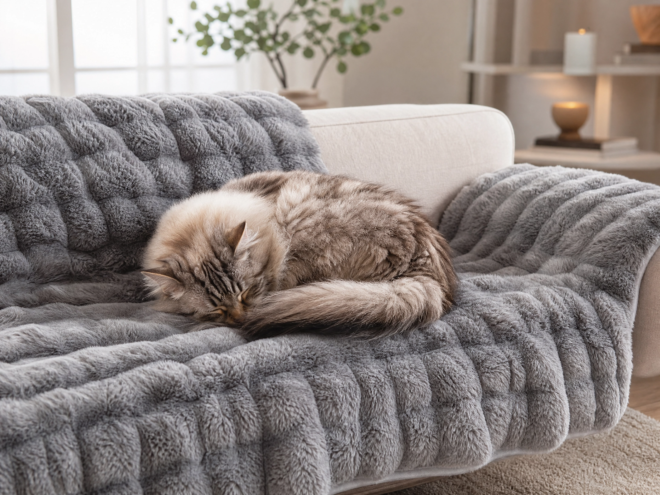 Pawvero CozyDen – Plüsch-Hundesofa, waschbar, grau – Bild 4
