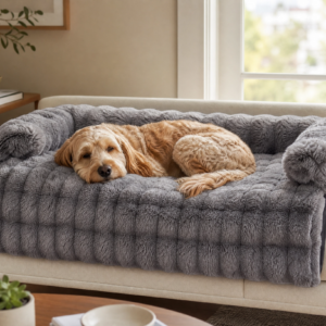Pawvero CozyDen – Plüsch-Hundesofa, waschbar, grau